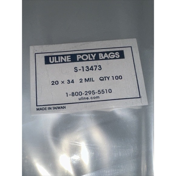 POLY BAGS ULINE 2 MIL CLEAR INDUSTRIAL  20" X 34" 100 FLAP LOCK MODEL S-13473 - Picture 3 of 4